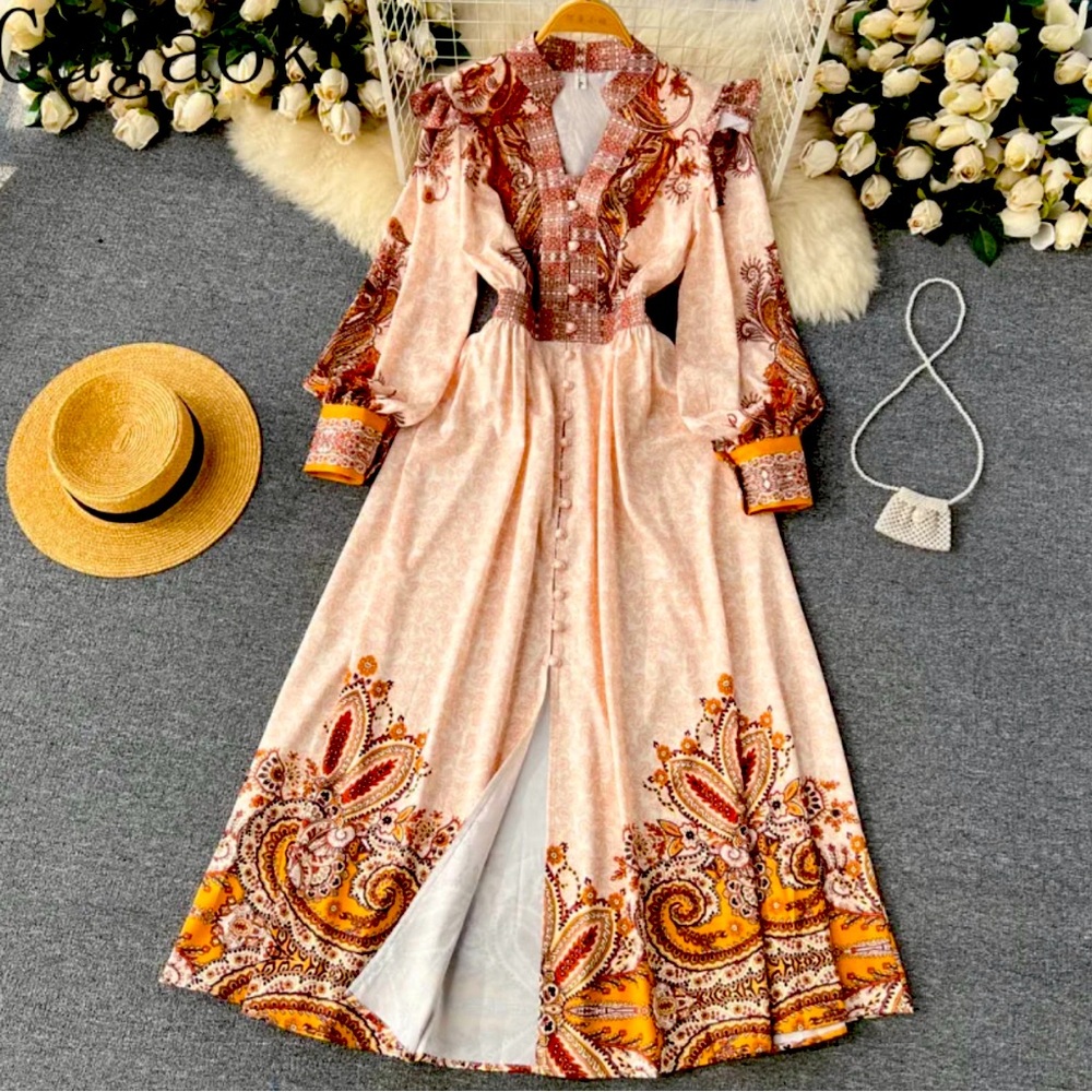 Gagaok Vintage style peasant dress